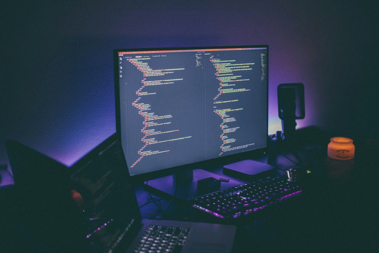 An abstract, futuristic interface showing code being generated and executed in a terminal, representing the OpenAI Codex CLI in action.